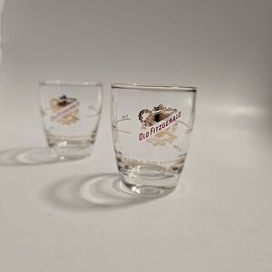 Old Fitzgerald advertising mid century 1 oz glass shot glass set of 2 barware